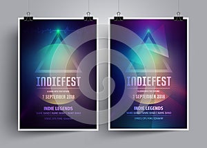 Set of mockup poster templates or flyers for an indie rock concert.Invitation to the music festival,night party