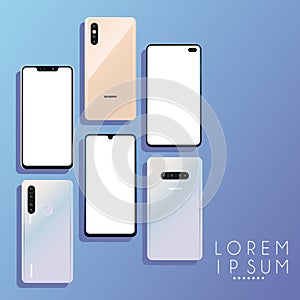 Set of mockup smartphones devices icons