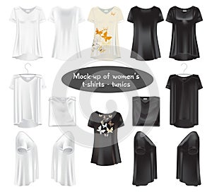 Set of mockup of women s t-shirts - tunics.