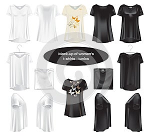 Set of mockup of women s t-shirts - tunics.
