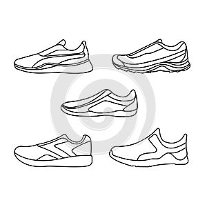 Set of models of sports shoes