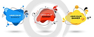 Set of modern abstract vector banners. Liquid color banners. Flat geometric shapes of different colors with black