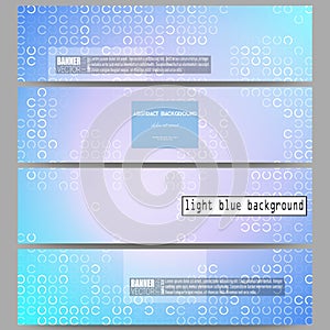 Set of modern banners. Abstract white circles on light blue background, vector illustration