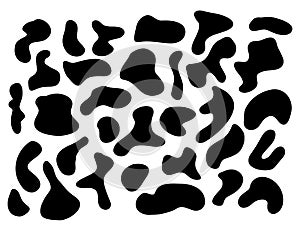 Set of modern black abstract liquid shapes, ink blob simple silhoettes for minimalistic design