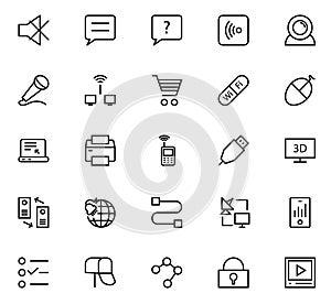 Set of modern and black thin Line Icons