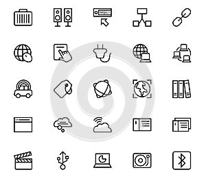 Set of modern and black thin Line Icons