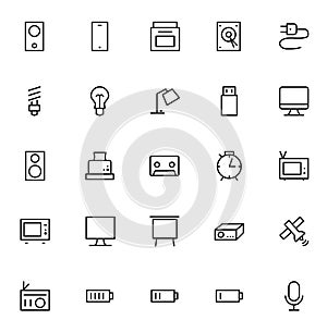 Set of modern and black thin Line Icons