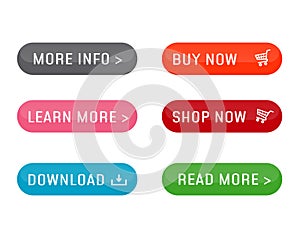 Set of modern buttons for web site