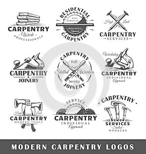 Set of modern carpentry labels