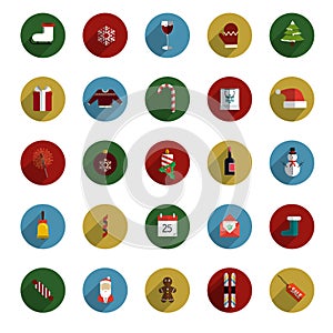 Set of Modern Christmas Flat Style Icons