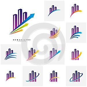 Set of Modern City Logo Concepts. Corporate Business Finance Logo design vector template - Vector