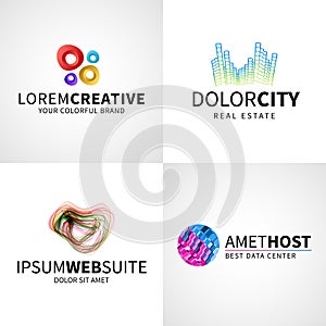 Set of modern colorful abstract creative web host