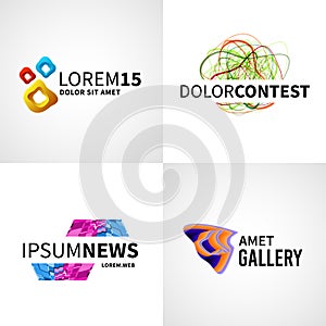 Set of modern colorful abstract news web contest