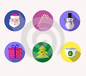 Set of Modern colorful christmas icon vector
