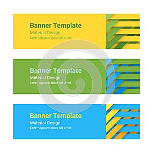 Set of modern colorful horizontal vector banners in a material design style. Can be used as a business template or in a web design