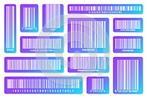Set of modern colorful product barcodes. Identification tracking code. Serial number, product ID with digital