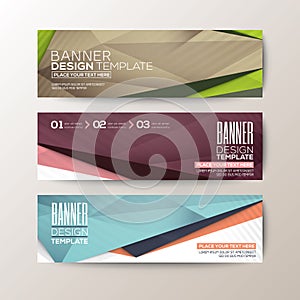 Set of modern design banners template with abstract triangle polygon elements