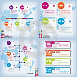 Set of modern design clean number banner with business concept used for website layout. Infographic.