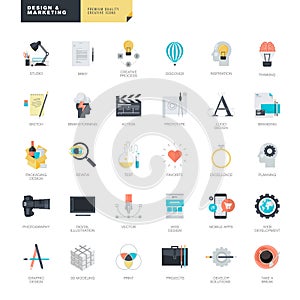 Set of modern flat design icons for graphic and web designers