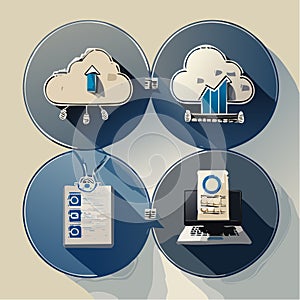 Cloud Computing and Business Analytics Icons