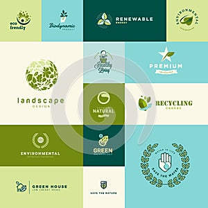 Set of modern flat design nature and technology icons