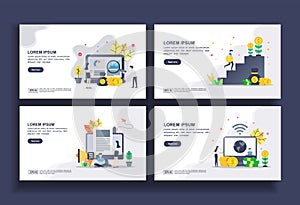 Set of modern flat design templates for Business, data analysis, investment, job hiring, strategy marketing. Easy to edit and