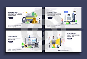 Set of modern flat design templates for Business, delivery service, job hiring, management, marketing. Easy to edit and customize