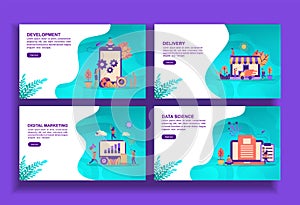 Set of modern flat design templates for Business, development, delivery, digital marketing, data science. Easy to edit and