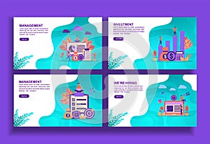 Set of modern flat design templates for Business, management, investment, we are hiring. Easy to edit and customize. Modern Vector