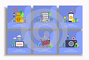 Set of modern flat design templates for Business, Money, report, mobile banking, domain, shopping, photography. Easy to edit and