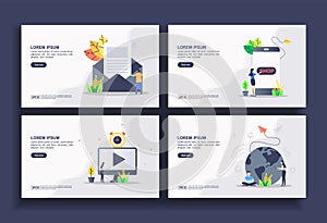 Set of modern flat design templates for Business, newsletter, online shopping, multimedia, networking. Easy to edit and customize