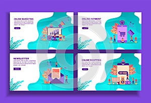 Set of modern flat design templates for Business, online marketing, online payment, newsletter online shopping. Easy to edit and