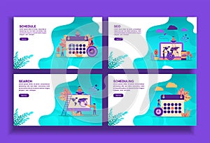 Set of modern flat design templates for Business, schedule, seo, search, scheduling. Easy to edit and customize. Modern Vector