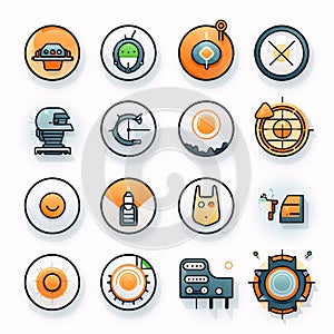 Set of modern flat line icons for web and mobile applications. Vector illustration