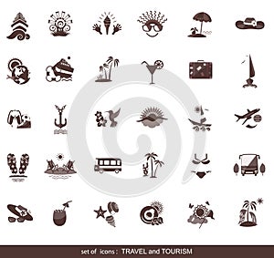 Set of modern flat travel icons.