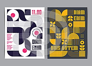 Set of Modern Geometric Abstract flyers template. Vector illustration photo