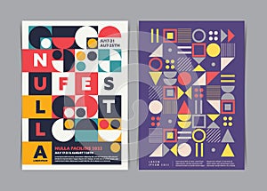 Set of Modern Geometric Abstract flyers template. Vector illustration