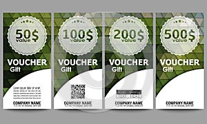 Set of modern gift voucher templates. Polygonal