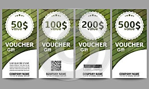 Set of modern gift voucher templates. Polygonal