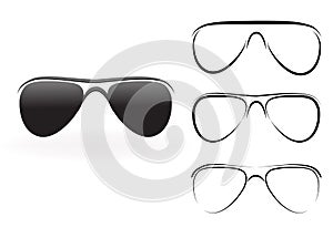 Set of modern glasses and sunglasses