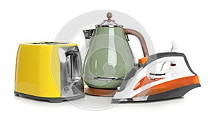 Set of modern home appliances isolated
