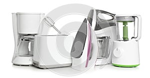 Set of modern home appliances isolated