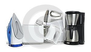 Set of modern home appliances isolated