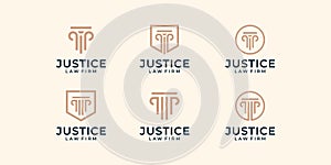 Set of modern law firm justice logo design vector graphic template