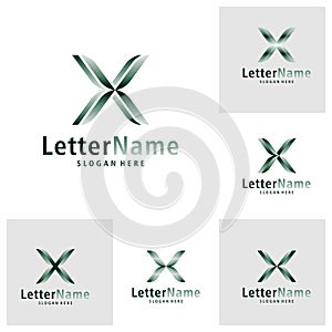 Set of Modern letter X logo design vector. Creative X logo concepts template