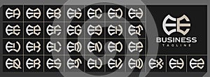 Set of modern line abstract letter E EE logo design photo