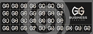 Set of modern line abstract letter G GG logo design