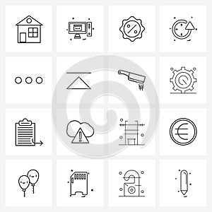 Set of 16 Modern Line Icons of user interface, menu button, discount, round, refresh