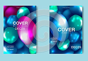 Set of modern party posters. Colorful abstract psychedelic gradient backgrounds. Vector template for your art, flyers, posters,
