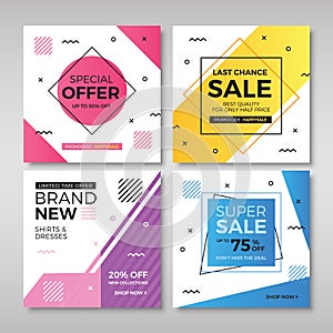 Set of modern promotion square banners Vol.1